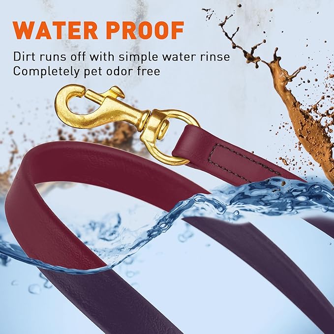 Viper Biothane K9 Working Dog Leash Waterproof Lead for Tracking Training Schutzhund Odor-Proof Long Line with Solid Brass Snap for Puppy Medium and Large Dogs, 10ft Merlot Burgundy