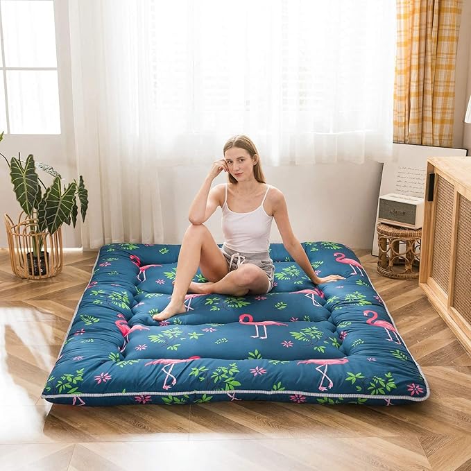 MAXYOYO Flamingo Japanese Floor Mattress Futon Mattress Boys Girls Foldable Bed Camping Mattress Floor Lounger Bed Couches and Sofas Mattress Topper King Size