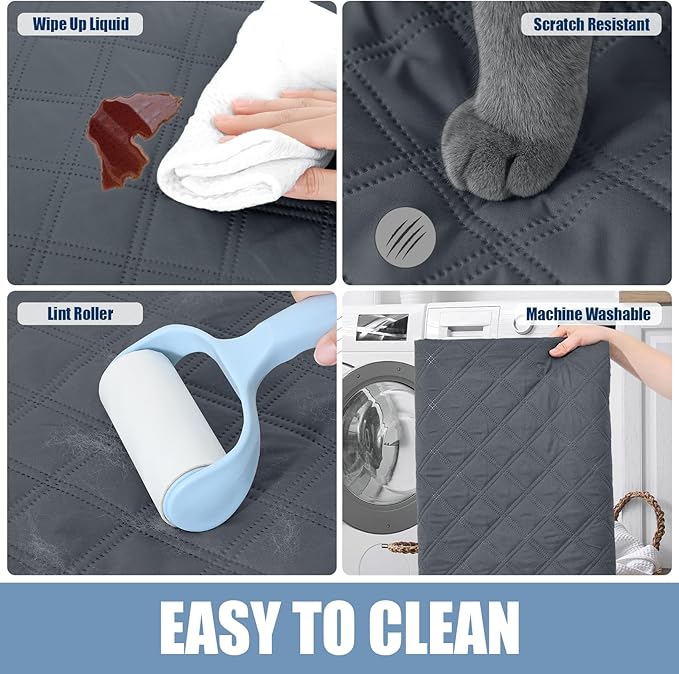 Smiry Waterproof Dog Bed Cover Pet Blanket, Soft Washable Dog Blanket for Furniture Bed Couch Sofa Reversible, Checkered (82"x120", Dark Grey/Black)