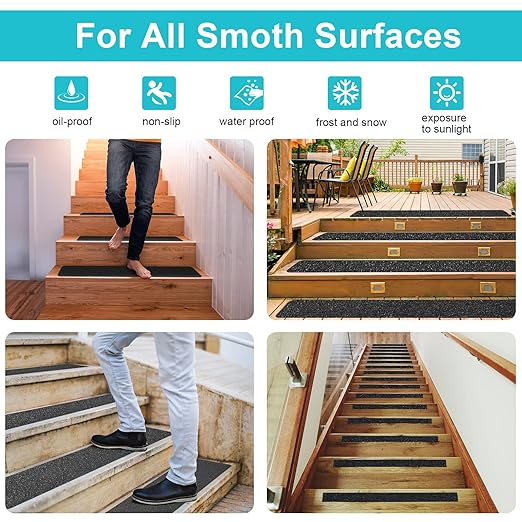 Qingluan Grip Tape, Anti Slip Tape Outdoor/Indoor Waterproof, Non Slip Tape for Stair Steps, Tread Staircases, Ramps, Skateboards (Black Tape, 5.9" x 33Ft)