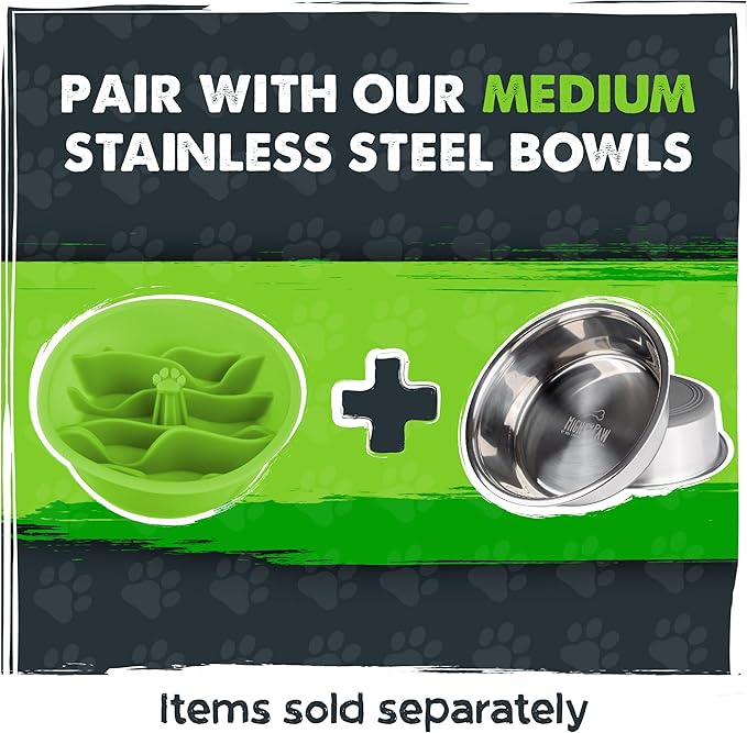 Mighty Paw Slow Feeder Dog Bowls | Interactive Dog Bow Insert - Silicone Puzzle Feeder Insert - Medium for All Sized Breeds (7" x 2")
