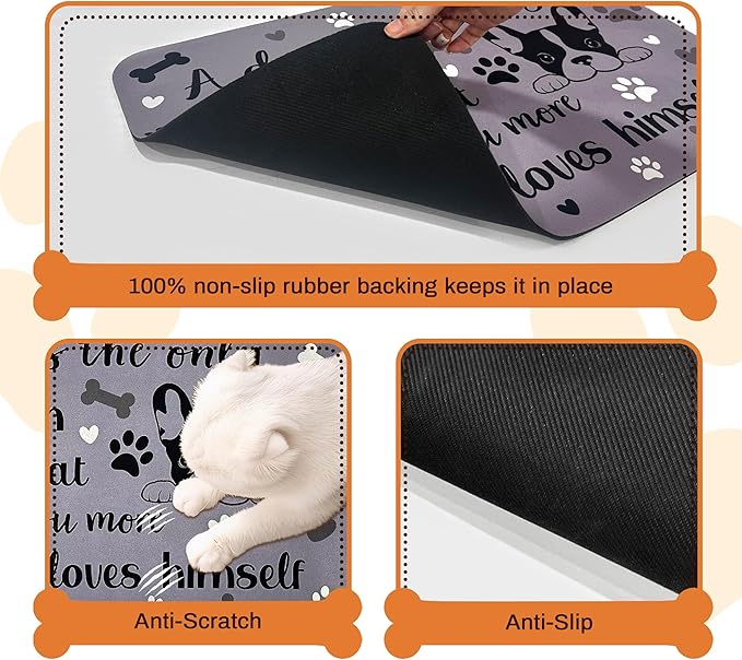 Pet Feeding Mat for Floors Waterproof Dog Mat for Food and Water Absorbent Quick Dry Non Slip mat for Cat Bowls