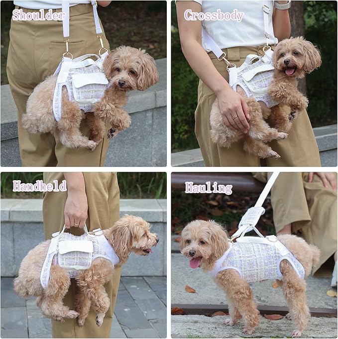 Dog Lift Harness Backpack for Small Dogs, Adjustable Straps Dog Sling Carrier for Hiking, Travel, Outdoor ??Purple Medium