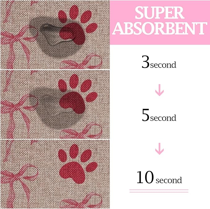 SHIYUE Dog Food Mats for Floors, Absorbent Cat Bowl for Food and Water, Non-Slip Accessories Pet Supplies(17"x30",Pink Bow Footprint)