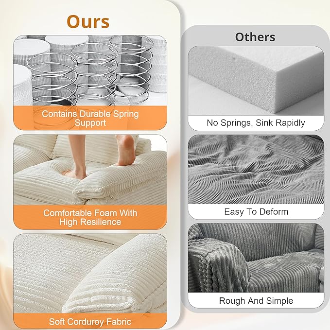 80" Cloud Loveseat Sofa, Boneless Couch Sofa in A Box for Living Room, Modern Modular Sectional Sofas 2 Seat Couch Foam Comfy No Assembly Cloud Couches with Throw Pillows for Bedroom, Dorm, White