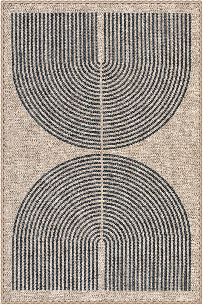 Lahome Rainbow Easy Jute Rug, 32"x48" Outdoor Mat Non Slip Door Mat Indoor Entrance, Farmhouse Neutral Lightweight Non Shedding Low Pile Throw Rug for Kitchen Entry Foyer