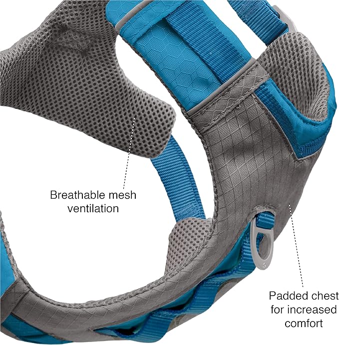 Kurgo Journey Air Dog Harness - Secure Fit for Active Dogs - Padded Chest - Lightweight Ripstop Fabric - Breathable Mesh - Reflective Trim - Back Assist Handle - Coral - Medium