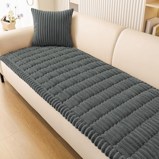 Smiry Couch Cover for Dogs Washable, Non Slip Fuzzy Pet Couch Covers for 3 Cushion Sofa Pet Friendly, Thick Soft Sofa Slipcovers Cushion Protector (Dark Grey, 27.6" x 47")