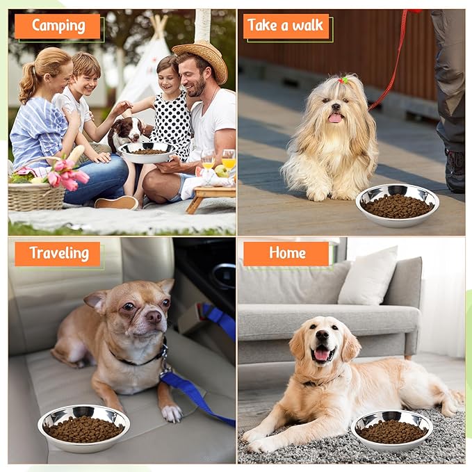 Patelai 24 Pcs Stainless Steel Dog Bowls with Silicone Lids Portable Food and Water Dishes for Pets Sealable Containers for Small Medium Dog Cat Indoor, 6.3 Inch (Red,Blue,Green,Purple,Yellow,Orange)