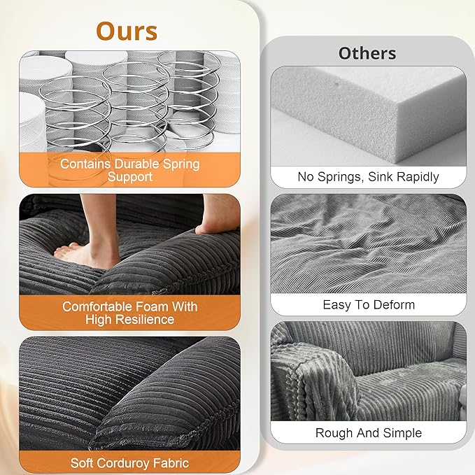 80" Cloud Loveseat Sofa, Boneless Couch Sofa in A Box for Living Room, Modern Modular Sectional Sofas 2 Seat Couch Foam Comfy No Assembly Cloud Couches with Throw Pillows for Bedroom,Dorm,Dark Gray