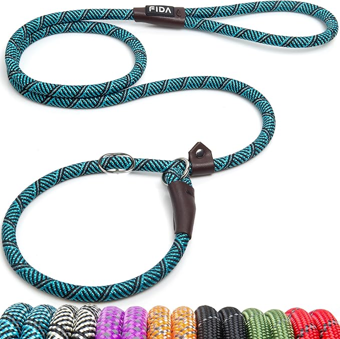 Fida Durable Slip Lead Dog Leash, 6 FT x 1/2" Heavy Duty Loop Comfortable Strong Rope Lead for Large, Medium Dogs, No Pull Pet Training with Highly Reflective, Blue