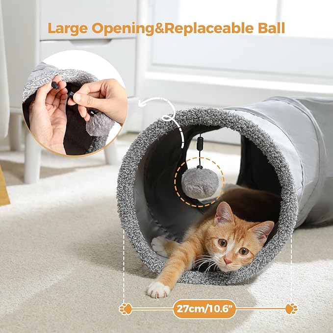 PAWZ Road Cat Tunnel Collapsible S Shape Cat Tunnels for Indoor Cats Cat Play Tube 51 Inches Long 10.5 Inches in Diameter