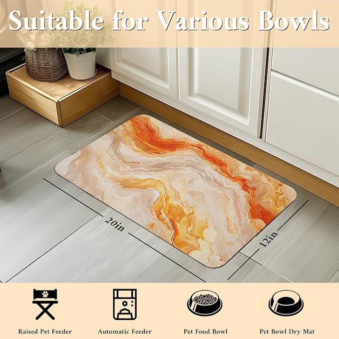 Dog Food Mat for Floors Waterproof Quick Dry Pet Placemat Cat Feeding Bowls Mats for Food and Water, Eco-Friendly Dog Accessories Diatomite Pets Supplies 12" X 20"