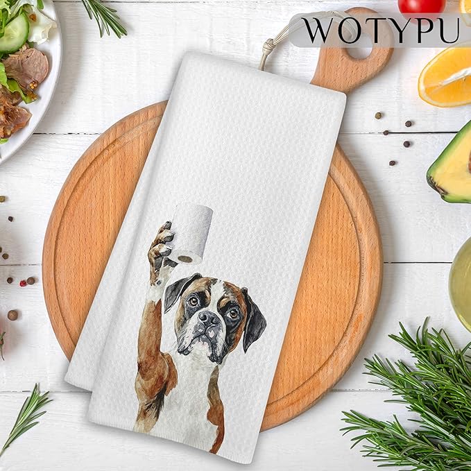 Funny Boxer Gifts Bathroom Hand Towels, Boxer Dog Lovers Gifts Decorative Hand Towels for Kids Guest Bathroom Washroom Half Bath, 16X24 Inch