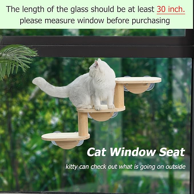 Cat Window Ladder 3-Levels for Indoor Cats Climbing Wood Window Shelf Cats Play and Watch Birds