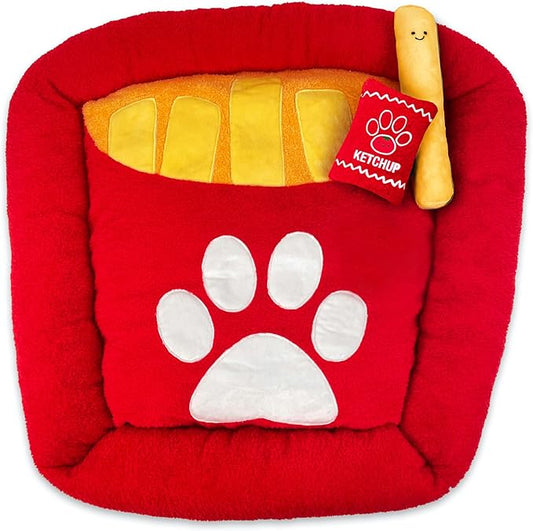 TONBO Soft Plush Small Cute and Cozy Nature Dog Cat Bed, Washer and Dryer Friendly (French Fries)