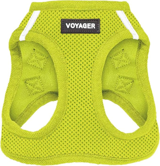 Best Pet Supplies Voyager Step-in Air Harness - All Weather Mesh, Reflective, No Pull Harness for Dogs, Cats - Secure with Hook & Loop Fastener, Buckle, Double D-Rings - Lime Green, XXXS