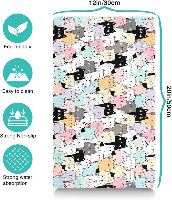 Pet Feeding Mat for Floors Waterproof Dog Mat for Food and Water Absorbent Quick Dry Non Slip mat for Cat Bowls