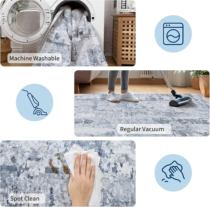 GarveeHome Large Area Rugs 9x12 for Living Room, Abstract Washable Rug Modern Non Slip Floor Mat Carpet Indoor Thin Accent Rug for Bedroom Dining Room Playroom Nursery Home Decor