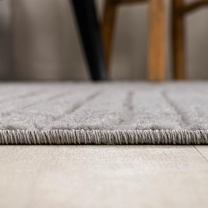 JONATHAN Y Hallie High-Low Curve Gray/Ivory Indoor/Outdoor Area Rug, 12x15, Minimalist, Pet Friendly, Non-Shedding, Stain Resistant, Hose-Washable for Backyard, Patio, Porch (SCN100A-15)