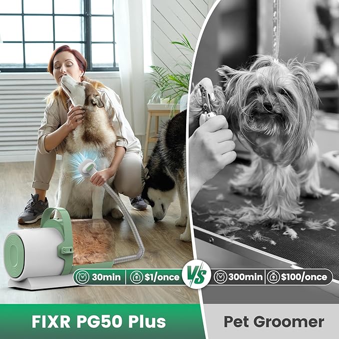 Dog Grooming Vacuum, Pet Grooming Kit with Clipper Nail Trimmer Grinder, 2.5L Dust Cup 7 Grooming Tools 11000Pa Dog Hair Vacuum for Shedding Grooming, Home Cleaning, PG50 Plus