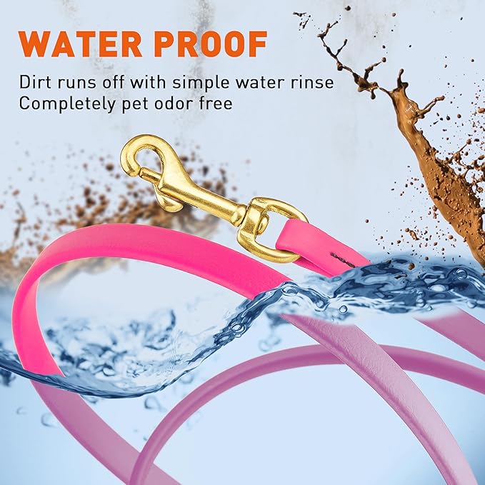Viper Biothane K9 Working Dog Leash Waterproof Lead for Tracking Training Schutzhund Odor-Proof Long Line with Solid Brass Snap for Puppy Medium and Large Dogs, 33ft Passionfruit Pink