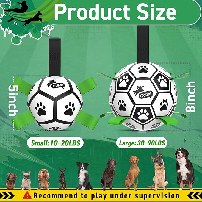 QDAN Dog Toys Balls with Bell Inside, Squeaky Dog Balls for Tug of War, Puppy Birthday Gifts, Dog Water Toys, Ball for Small Dogs(Black Green, 5 inch)