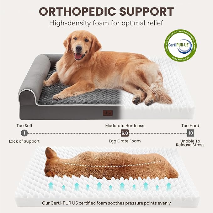 Large Dog Beds Large Sized Dogs 45x35x7 Inch, Orthopedic XXL XL Dog Bed for Medium Size Dogs, Big Waterproof Couch Sofa with Removable Washable Cover for Pet, Dark Grey