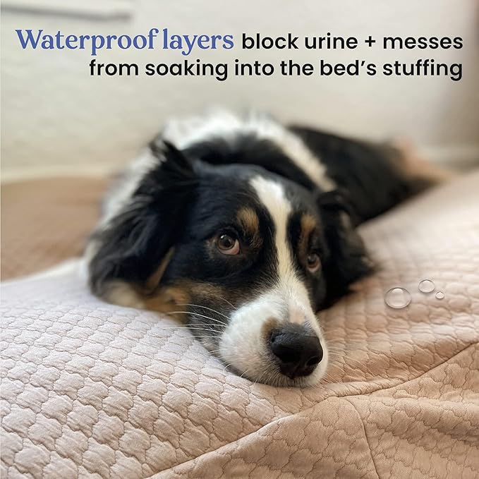 4Knines Luxury Dog Bed Cover – Waterproof Cover for Dog Bed – Heavy Duty Quilted Material – Durable, Machine Washable – USA Based Brand – Large (Fog)