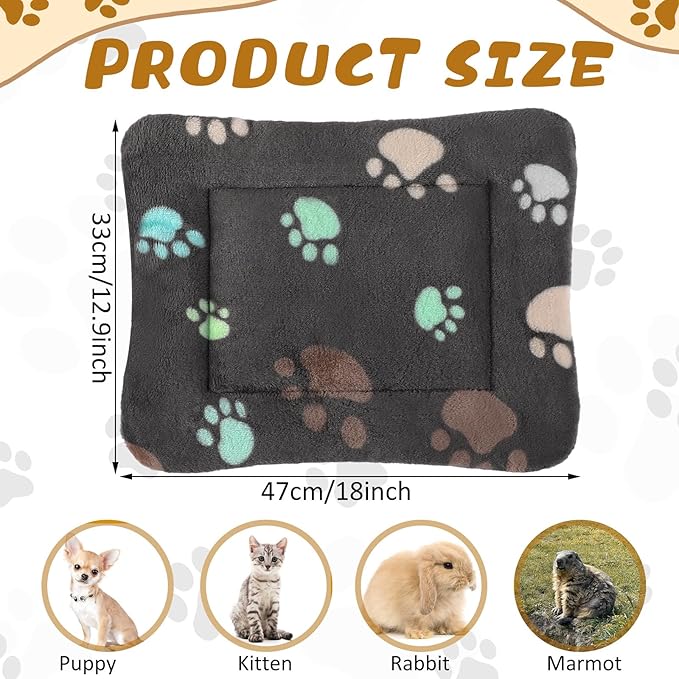 Tuanse 4 Pack Ultra Soft Dog Cat Bed Mat with Cute Prints Reversible Fleece Dog Crate Kennel Pad Cozy Washable Thickened Hamster Guinea Pig Pet Bed Mat for Small Animals(13 x 19 Inches,Black)