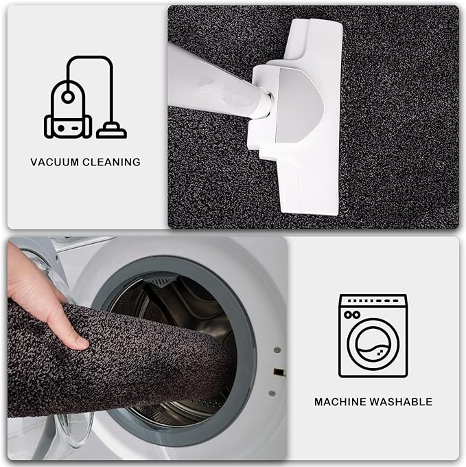 PURRUGS Dirt Trapping Door Mat 34" x 59", Non-Slip Machine Washable Entryway Rug, Dog Doormat, Indoor Front Door Mat, Super Absorbent Entry Rug for Muddy Shoes & Paws, Charcoal
