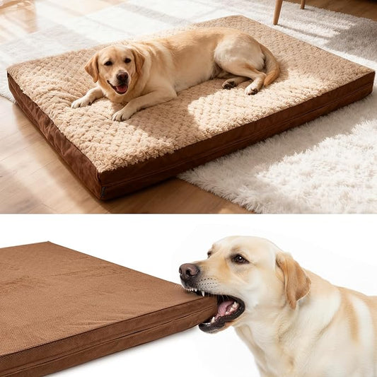 Sytopia Washable Indestructible 44" Dog Bed for Large Dogs – Double-Sided Plush, Chew Proof, Waterproof, Thick Orthopedic Support, Durable Multi- Size Comfort Clearance Indoor Flat Dog Bed