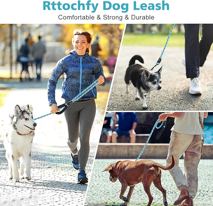 Rttochfy Rope Dog Leash 2/4/5/6/8/10 FT with Comfortable Padded Handle and Highly Reflective Threads for Small Medium and Large Dogs Heavy Duty (1/2"-5 FT, Orange)