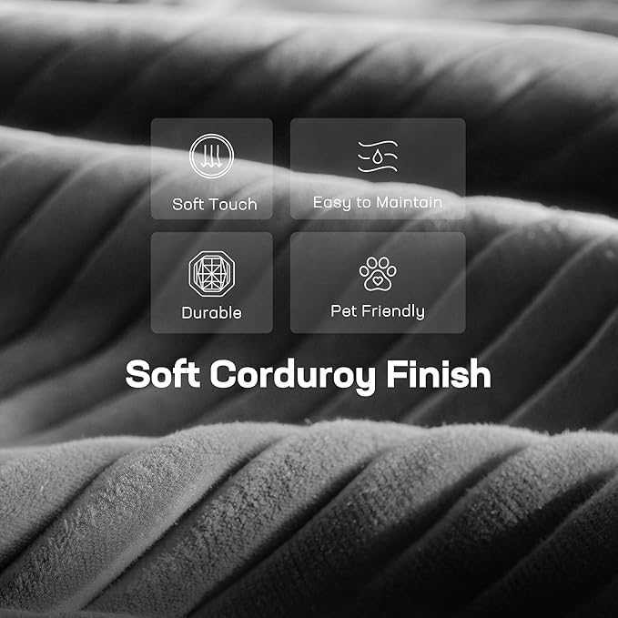 Marsail Modular Sectional Sofa, 142" U-Shaped Modular Sectional Couch with Deep Seat, Freely Combinable Sectional Cloud Sofa for Living Room, No Assembly, Plush Corduroy Fabric, Grey