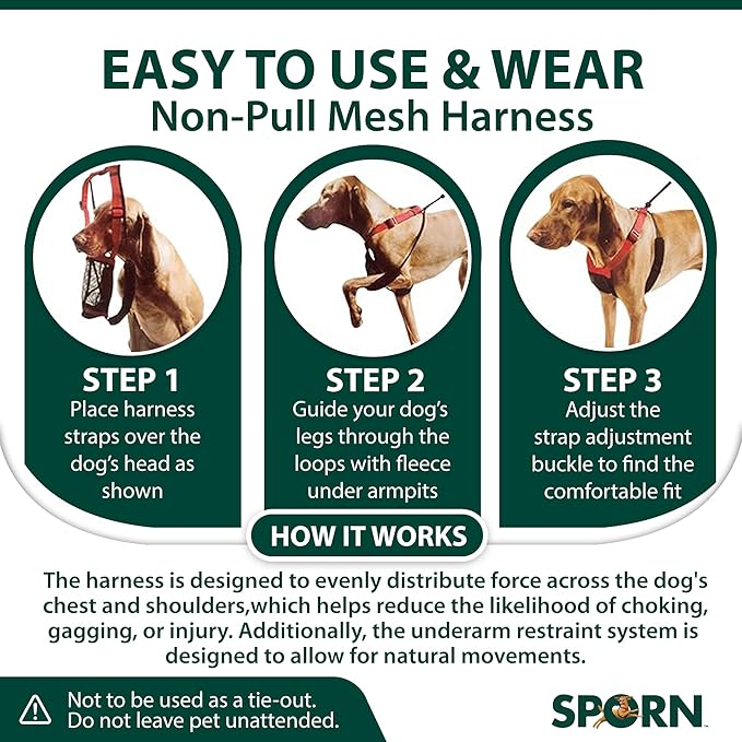 SPORN No Pull Dog Harness, Black, Small