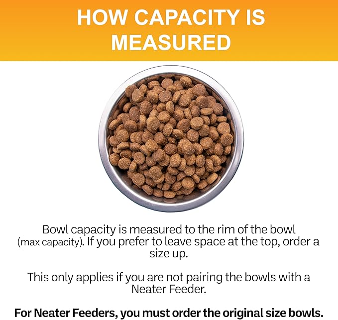 Neater Pet Brands 3.5 Cup (28 oz.) Stainless Steel Dog Bowls, Set of 2 Neater Feeder Replacement Bowls (Medium Deluxe Model), Dog Food Bowl & Water Bowl, Dishwasher Safe Metal Dish for Medium Dogs