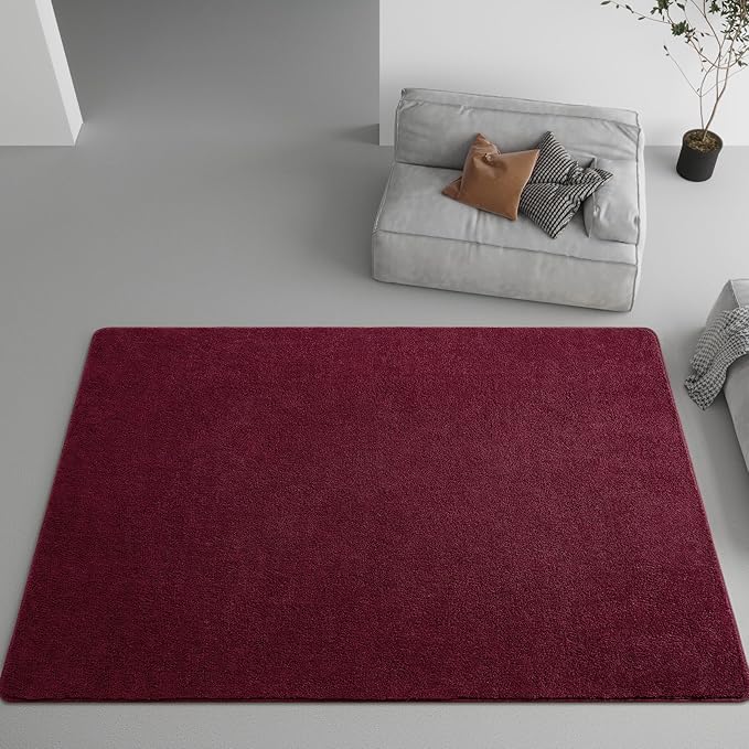 DweIke 4x6 Burgundy Red Area Rugs for Bedroom, Super Soft Living Room Rug, Thickened Memory-Foam Throw Carpet, Non-Slip and Washable Carpets for Kids Boys Girls Room Dorm Nursery Home Decor