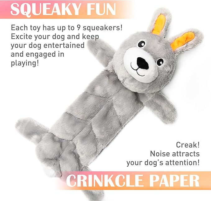 Nocciola 5 PCS Less Stuffing Dog Squeaky Toys for Aggressive Chewers, Durable Plush Dog Toy Set with Stuffed Head for Small to Large Dogs