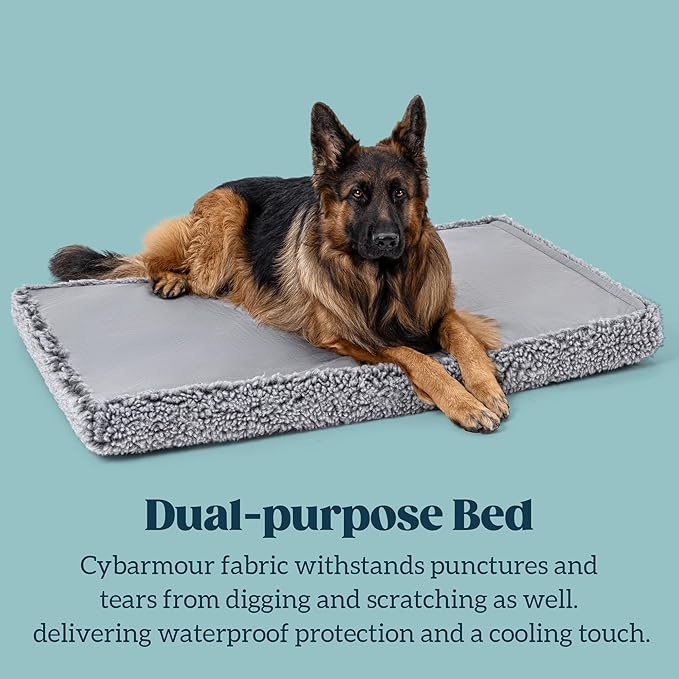 Stoutwool 4" Indestructible Dog Bed - Orthopedic Chew Proof Dog Crate Pad - Fluffy Kennel Mat for Aggressive Chewers - Ideal for Extra Large Breeds & Fits 48-Inch Crate - 47"x29", Charcoal