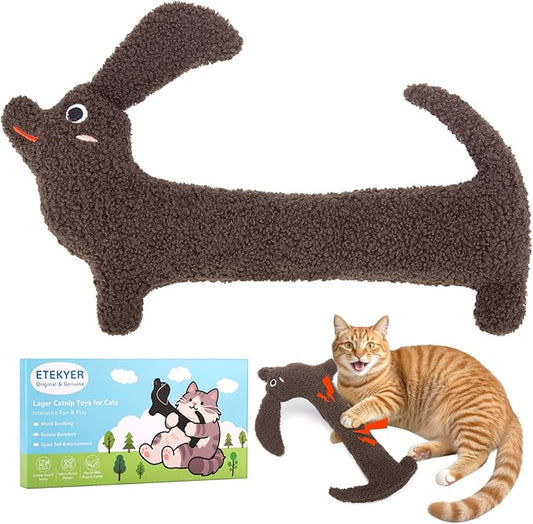Refillable Cat Kicker Toy with Natural Catnip & Silvervine - 13.77 Inch Long Chew Toy for Indoor Cats, Crinkle Sound & Teeth Cleaning Fun, Interactive Catnip Toy for Kittens & Adult Cats