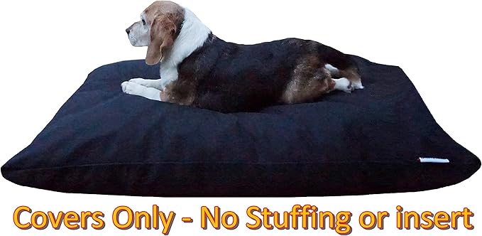 Dogbed4less Do It Yourself DIY Pet Bed Pillow Duvet Canvas Cover + Waterproof Internal case for Dog/Cat at Medium 36"X29" Black Color - Covers only