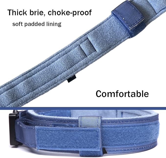Xqpetlihai Tactical Dog Collar and Leash Set Adjustable Military Nylon Dog Collar with Control Handle and Heavy Duty Metal Buckle for Large Dogs（Dark Blue S
