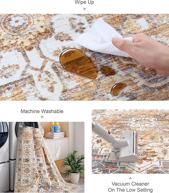 2x3 Entryway Rug Small Washable Kitchen Rugs Non Slip Front Door Rug Foldable Thin Carpet Low Pile Area Rug for Dining Room Entry Bedroom(Turmeric/Grey,2'x3')
