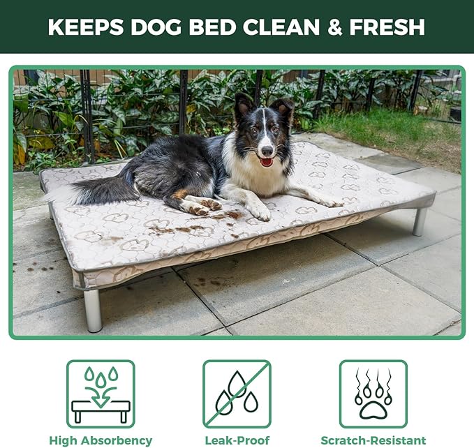 FXW TitanNest Chew-Proof Elevated Dog Bed, Raised Cot for Indoor/Outdoor/Camping Use, Durable & Washable Padded Pet Bed with Exclusive Cover for Large Dogs, 47.0" L x 29.0" W x 7.3" H, Gray