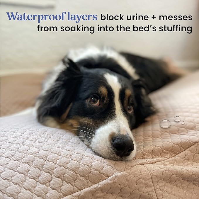 4Knines Luxury Dog Bed Cover – Waterproof Cover for Dog Bed – Heavy Duty Quilted Material – Durable, Machine Washable – USA Based Brand – Extra Large (Tan)