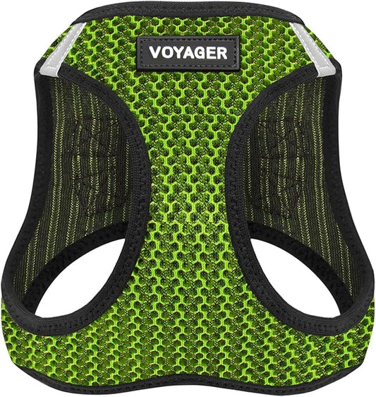 Best Pet Supplies - All Weather Mesh/Plush, Reflective, No Pull Harness for Small, Medium Dogs, Cats - Secure with Hook & Loop Fastener, Buckle, Double D-Rings - Lime Green 2-Tone, S