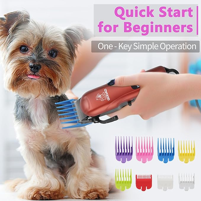 Dog Clippers for Grooming,Dog Grooming Kit for Heavy Thick Hair&Coats/Low Noise Rechargeable Cordless Pet Shaver with Paw Trimmer Nail Grinder/Pet Hair Trimmer for Small & Large Cats