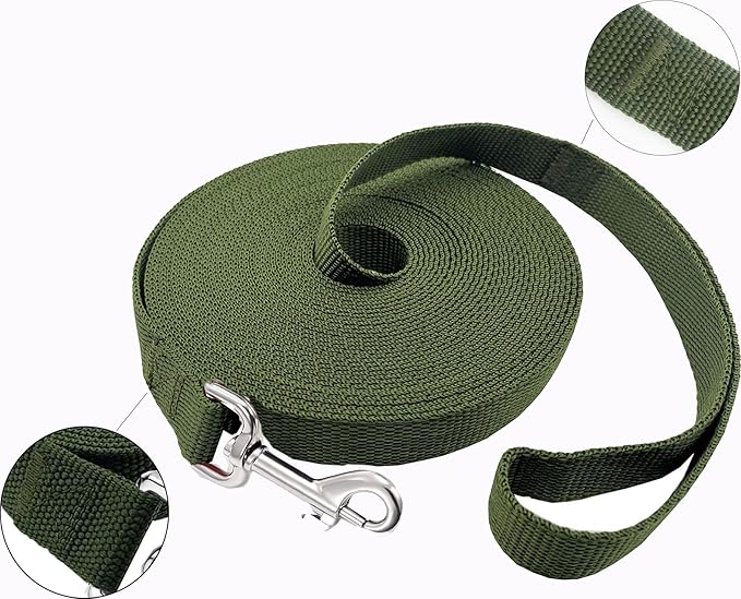 SALO Nylon Training Dog Leash for Small Medium Large Dogs, 1 Inch Wide, 20ft 30ft 40ft 50ft Long Leash Dog/Puppy Lead for Obedience Recall Training, Camping, or Backyard