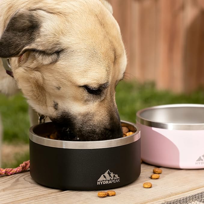 Hydrapeak Dog Bowl; Non Slip Stainless Steel; Water and Food Dish; Large Sized and Small Dogs; 32oz 64oz; Multiple Sizes | 8 Cup | Graphite