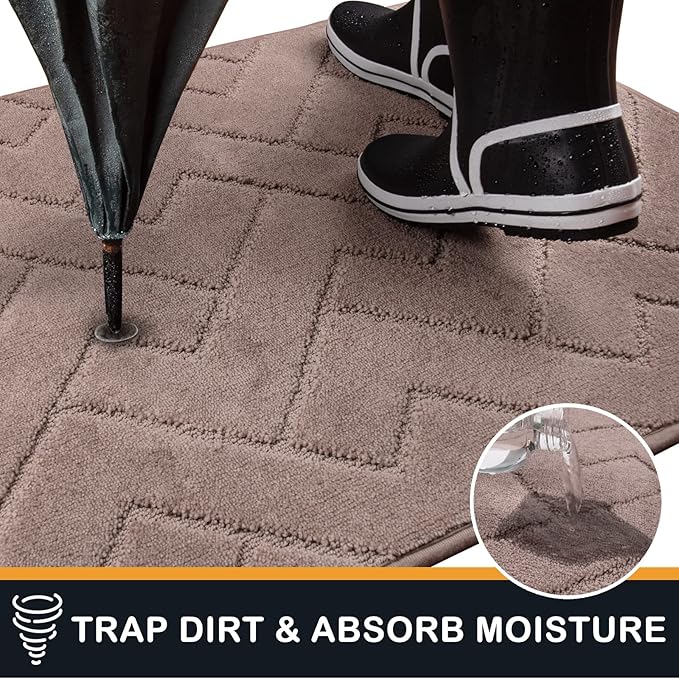 PURRUGS Dirt Trapping Door Mat 48" x 48", Non-Slip Machine Washable Entry Rug, Dog Doormat, Indoor Front Door Mat, Super Absorbent Entryway Rug for Muddy Shoes & Paws, Grayish Brown
